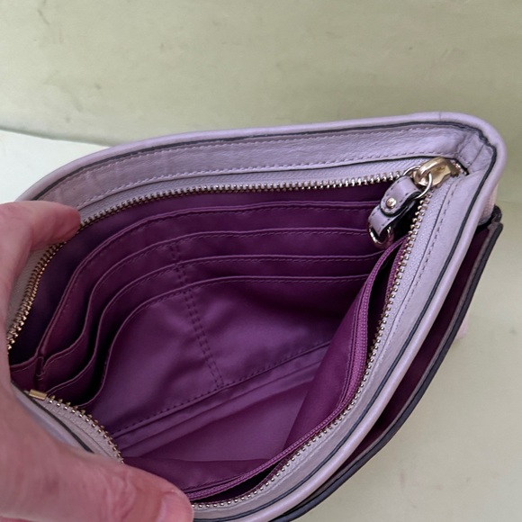 Coach Light Lavender/Purple Textured Leather Pouch with Zipper Closer